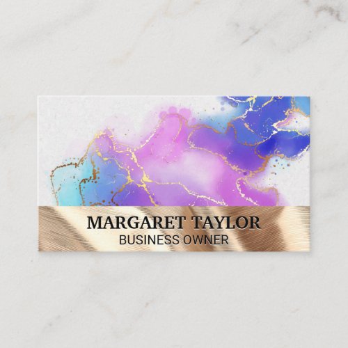 Watercolor Gold Foil  Gold Fabric Business Card