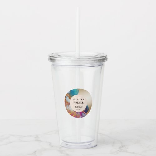 watercolor gold foil monogram acrylic tumbler