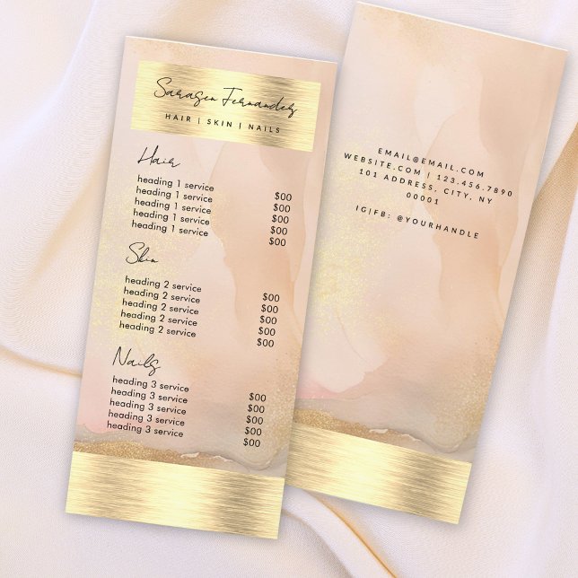 Watercolor Gold Foil Price Blush Pink Elegant Rack Card (Creator Uploaded)