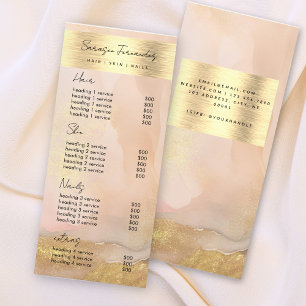 Watercolor Gold Foil Price Blush Pink Elegant Rack Card