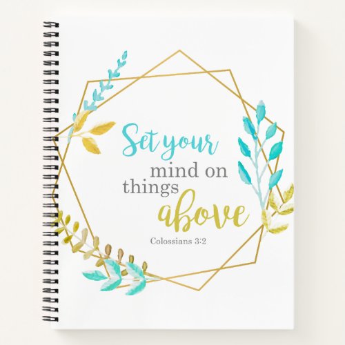 Watercolor Gold Frame Chic Christian Bible Verse Notebook