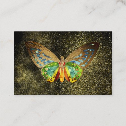  Watercolor Gold Gilded Butterfly Gold Glitter Business Card