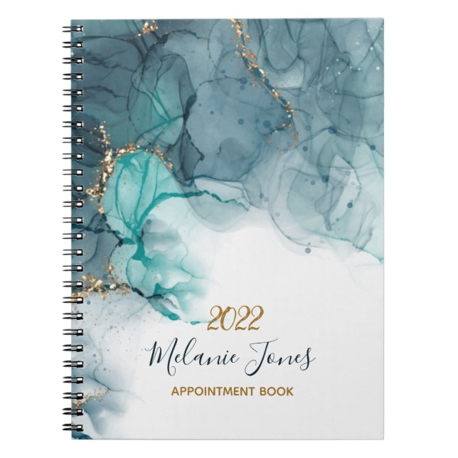 Watercolor gold glitter appointment Notebook 2022 (Front)
