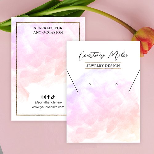Watercolor Gold Glitter Earring Jewelry Packaging Business Card