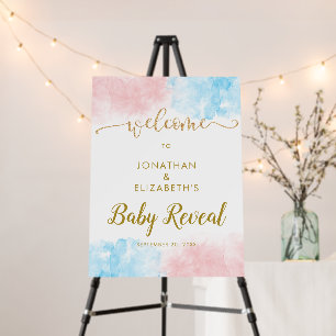 Watercolor Gold Glitter Gender Reveal Welcome Foam Board