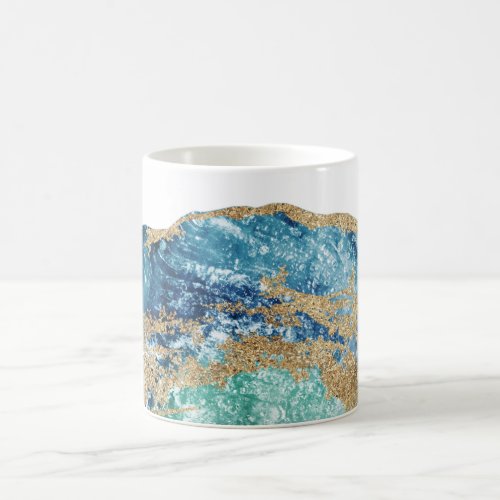 *~* Watercolor Gold Glitter Rock Geode Agate Coffee Mug