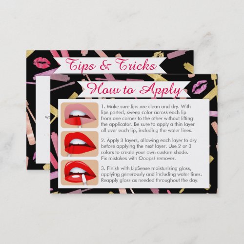 Watercolor  Gold Lipsticks Apply and Tips Cards