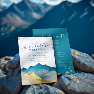 Watercolor Gold Mountain Bachelorette Party Weeken Invitation