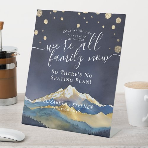 Watercolor Gold Mountain Open Seating Wedding Sign