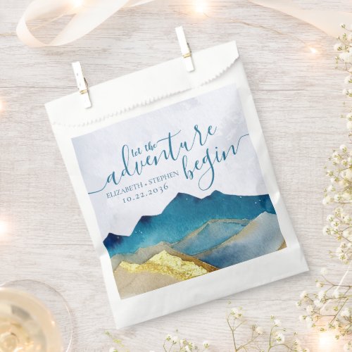 Watercolor Gold Mountain Wedding Love Thanks Gifts Favor Bag