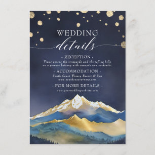 Watercolor Gold Mountains Outdoor Wedding Details Enclosure Card