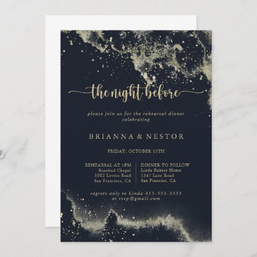 Watercolor Gold Night Before Rehearsal Dinner   Invitation