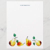 Watercolor Gold Pears Hand-Illustrated Botanical