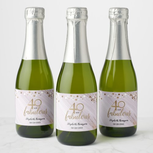 Watercolor Gold Personalized 40 and Fabulous Sparkling Wine Label