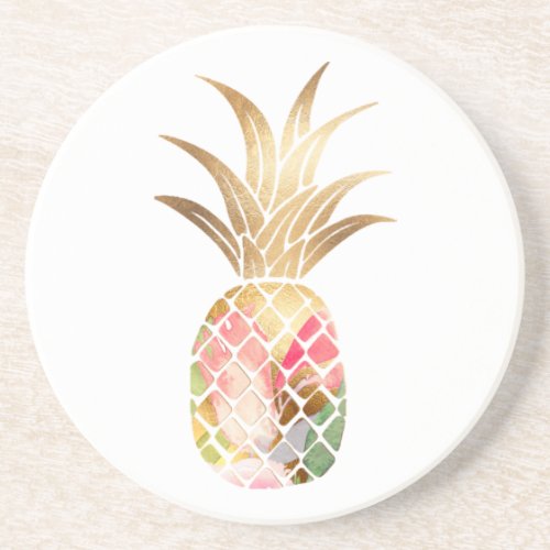 Watercolor Gold Pineapple Coaster