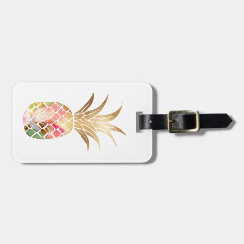 Watercolor Gold Pineapple Luggage Tag