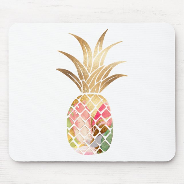 Watercolor Gold Pineapple Mousepad (Front)
