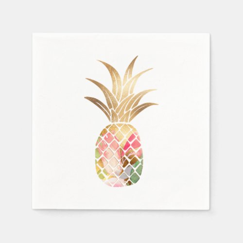 Watercolor Gold Pineapple Napkins