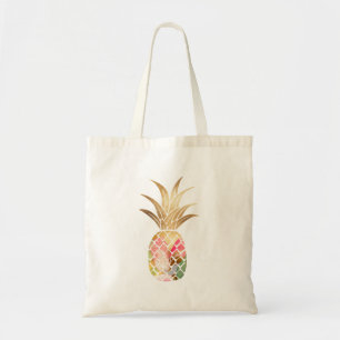 Watercolor Gold Pineapple Tote