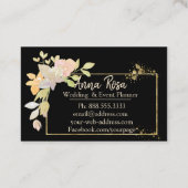 *~* Watercolor Gold Pink Lavender Elegant Flower Business Card (Back)
