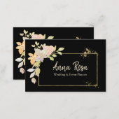 *~* Watercolor Gold Pink Lavender Elegant Flower Business Card (Front/Back)