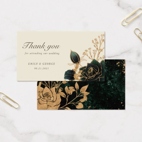 Watercolor Gold Roses Wedding Website Card