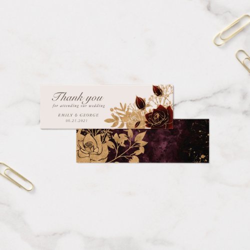 Watercolor Gold Roses Wedding Website Card