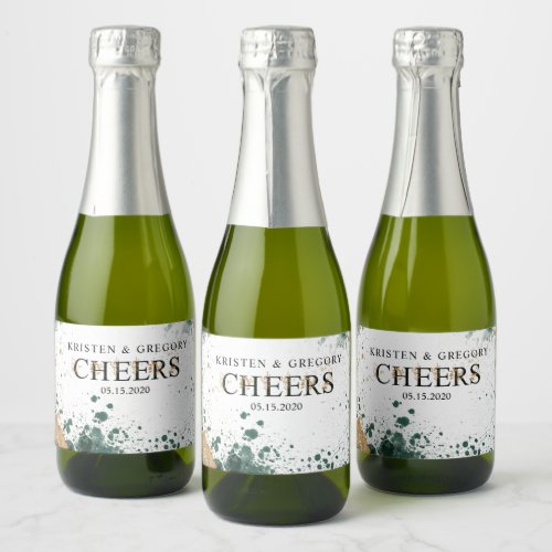 Watercolor Gold  Sparkling Wine Label Set