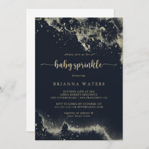 Watercolor Gold Splash Calligraphy Baby Sprinkle Invitation
