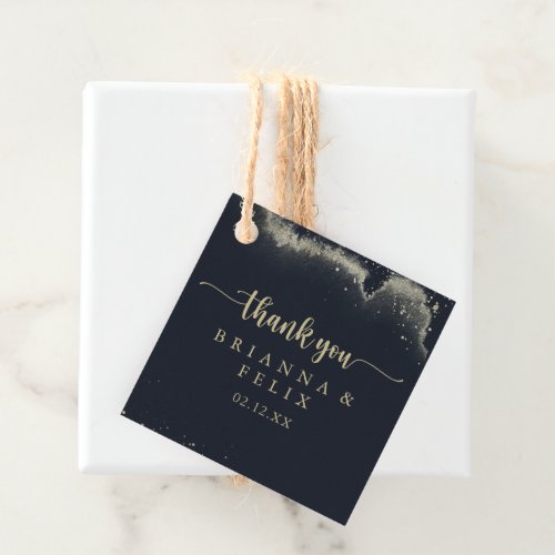 Watercolor Gold Splash Calligraphy Wedding  Favor Tags