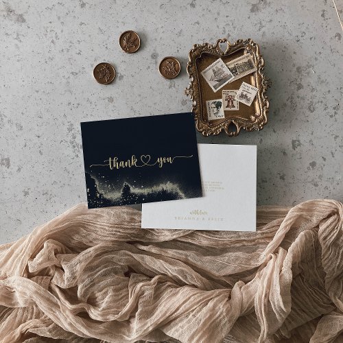 Watercolor Gold Splash Flat Wedding  Thank You Card