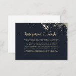 Watercolor Gold Splash Honeymoon Wish   Enclosure Card<br><div class="desc">This watercolor gold splash honeymoon wish enclosure card is perfect for a rustic wedding. The design features hand-painted gold splash in a dark blue background.</div>
