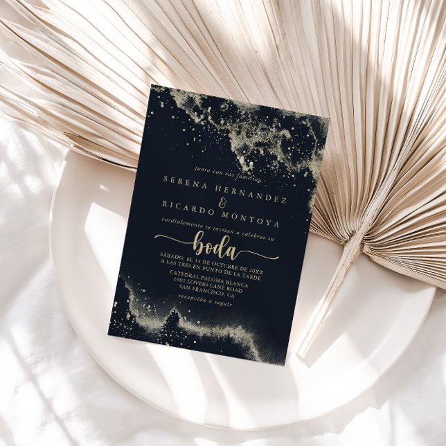 Watercolor Gold Splash Spanish Wedding    Invitation (Creator Uploaded)
