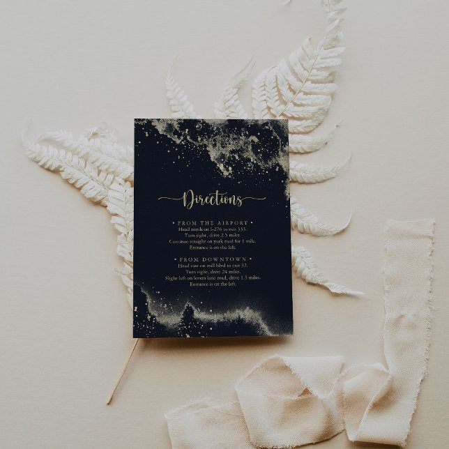 Watercolor Gold Splash Wedding Directions  Enclosure Card (Creator Uploaded)