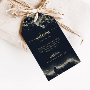 Watercolor Gold Splash Wedding Welcome   Gift Tags