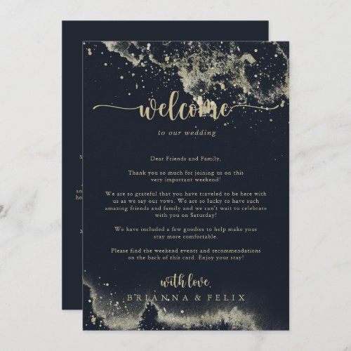 Watercolor Gold Splash Wedding Welcome Letter