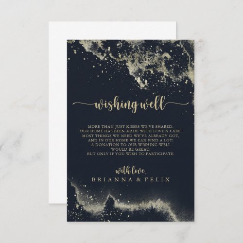 Watercolor Gold Splash Wedding Wishing Well   Enclosure Card