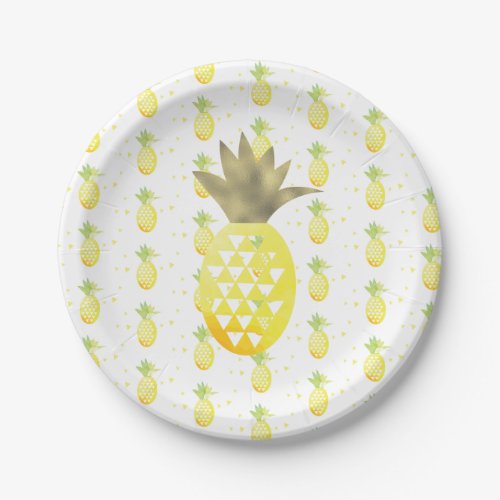 Watercolor Gold Tropical Pineapple Plates