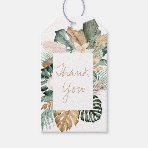 Watercolor Gold Tropical Thank You Gift Tags