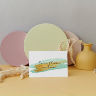 Watercolor Gold Turquoise Business Card