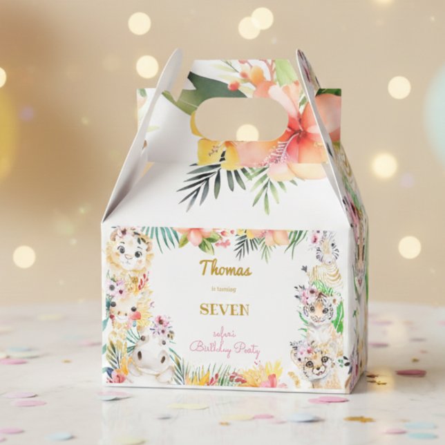 Watercolor gold Wild safari kids birthday Favor Boxes (Creator Uploaded)