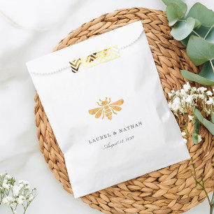 Watercolor Golden Bee Personalized Wedding Favor Bag