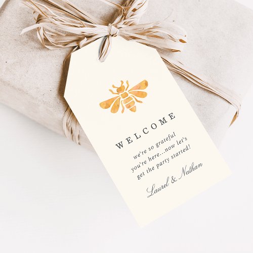 Watercolor Golden Bee Wedding Welcome Gift Tags