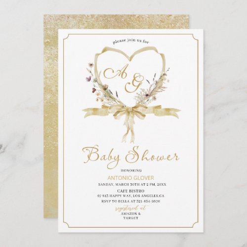 Watercolor  Golden crests  baby Shower Invitation