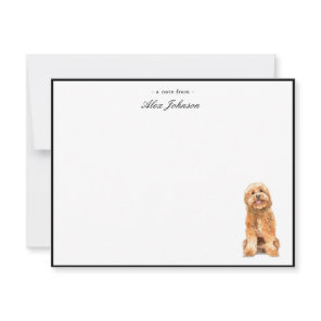 Watercolor Golden Doodle Dog Flat Thank You Card