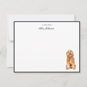 Watercolor Golden Doodle Dog Flat Thank You Card