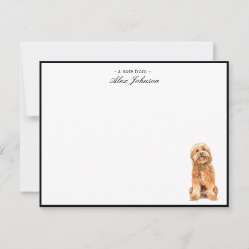 Watercolor Golden Doodle Dog Flat Thank You Card