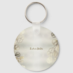 Watercolor Golden Eucalyptus Foliage Shiny Elegant Keychain