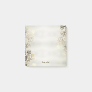 Watercolor Golden Eucalyptus Foliage Shiny Elegant Post-it Notes