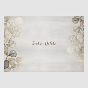 Watercolor Golden Eucalyptus Foliage Shiny Elegant Tissue Paper